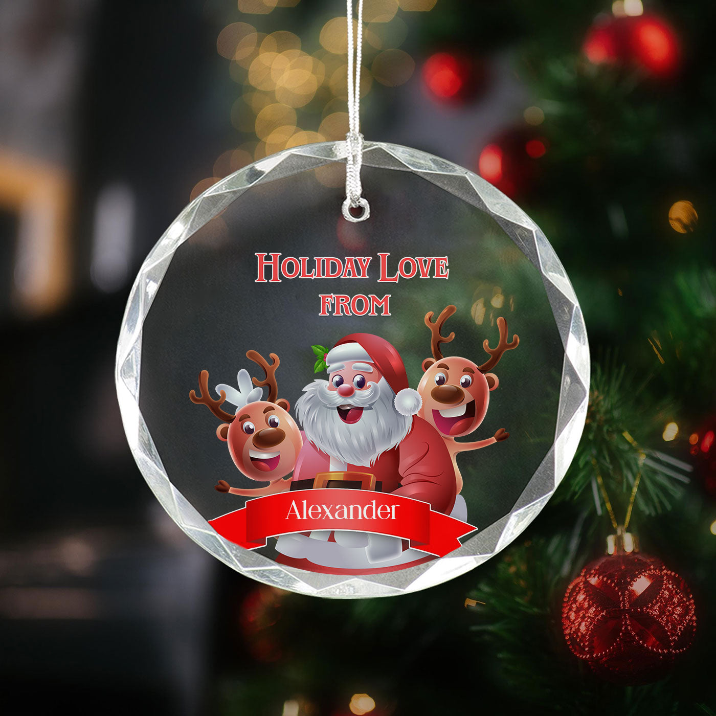 Holiday Love from Christmas Santa | Spread Cheer and Joy | Glass Ornament